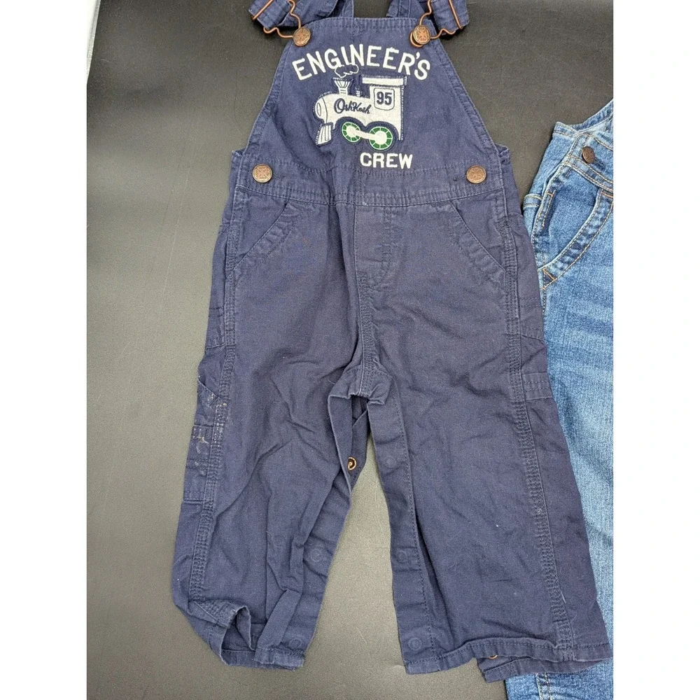 Lot of 3 OshKosh B'gosh Overall Pants 12M 18M 24M Pinstripe Engineer Carpenter